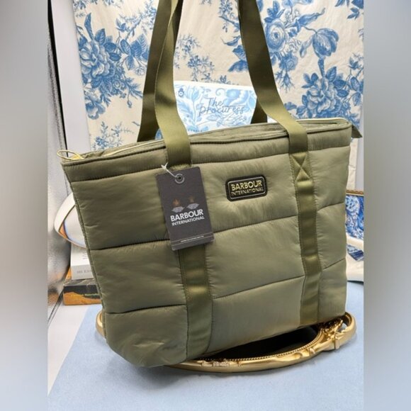 🆕 BARBOUR INTL 🧿 NWT Monaco Quilted Tote Bag, Envy Olive * SAMPLE * - Picture 3 of 16